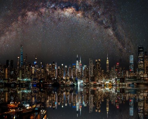 Futuristic skyline constellation in the fictional Skyline Constellation Quest game